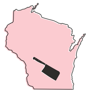 icon of wisconsin with butcher knife