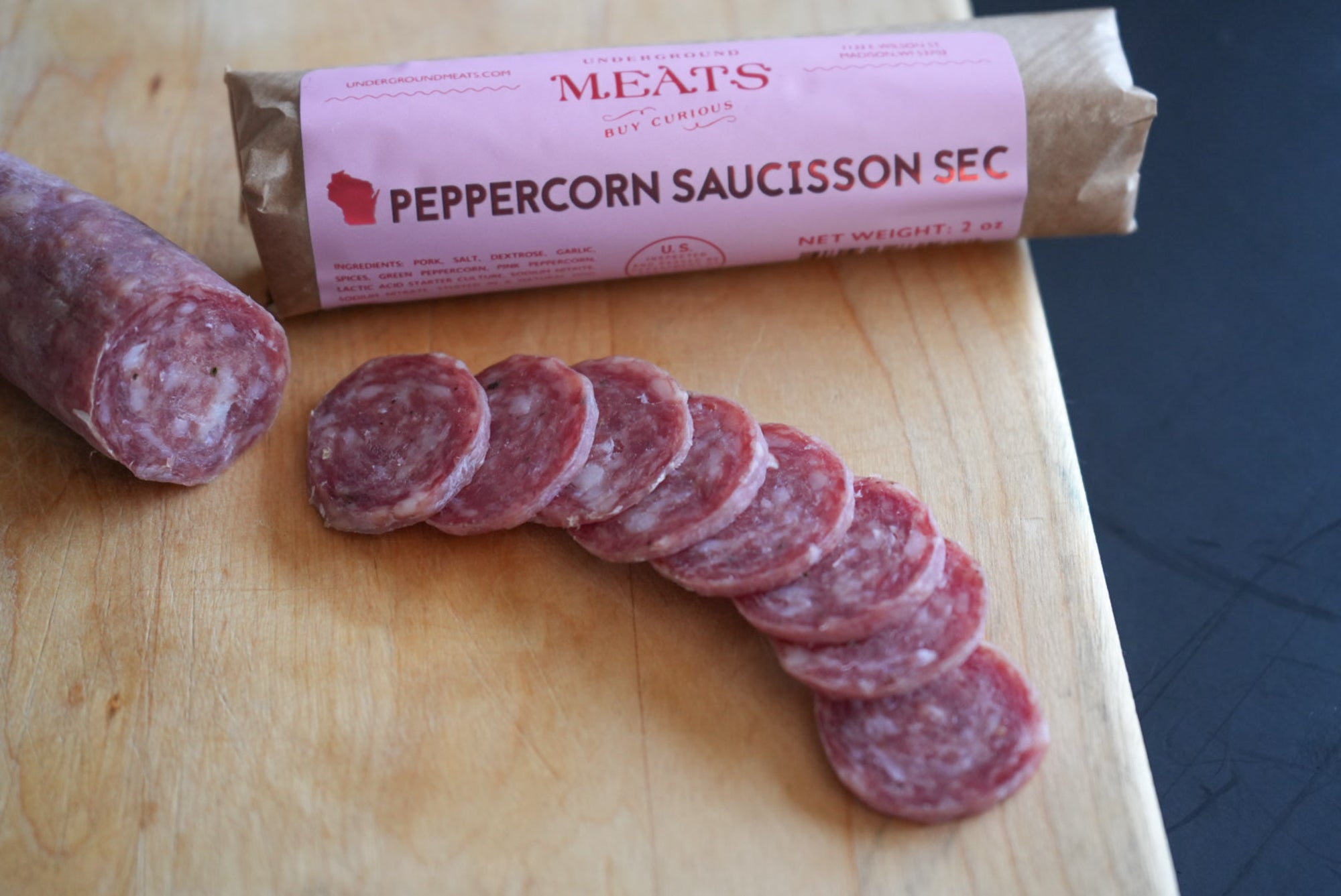 Peppercorn Saucisson Sec (2oz) – Underground Meats
